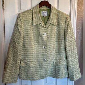Le Suit Elegant Sage Boucle Green Textured Blazer Size 16